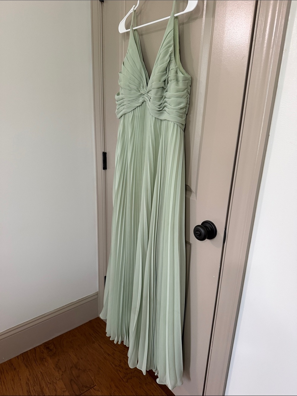 Azazie Raychlle Bridesmaid Dress in Dusty Sage Green - V-Neck - Size 14
